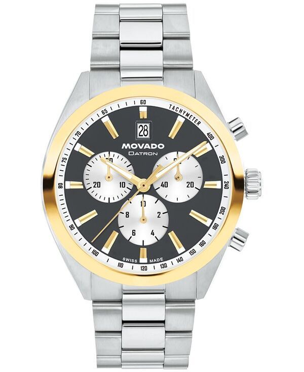 モバド メンズ アクセサリー 腕時計 Tシャツ Movado Mens Datron Swiss Quartz Chronograph StainlessSteel Watch 41mm SilverTone シルバー