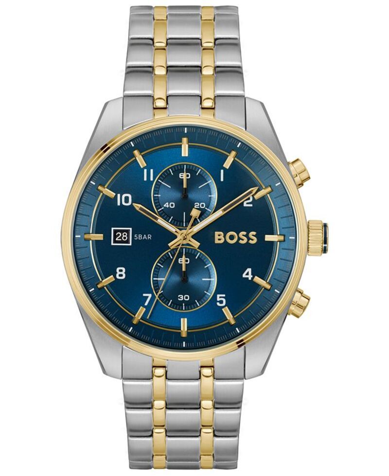 ヒューゴボス メンズ アクセサリー 腕時計 Tシャツ Hugo Boss Mens Skytraveller Quartz Chronograph Ionic Plated Thin TwoTone StainlessSteel Watch 44mm Twot