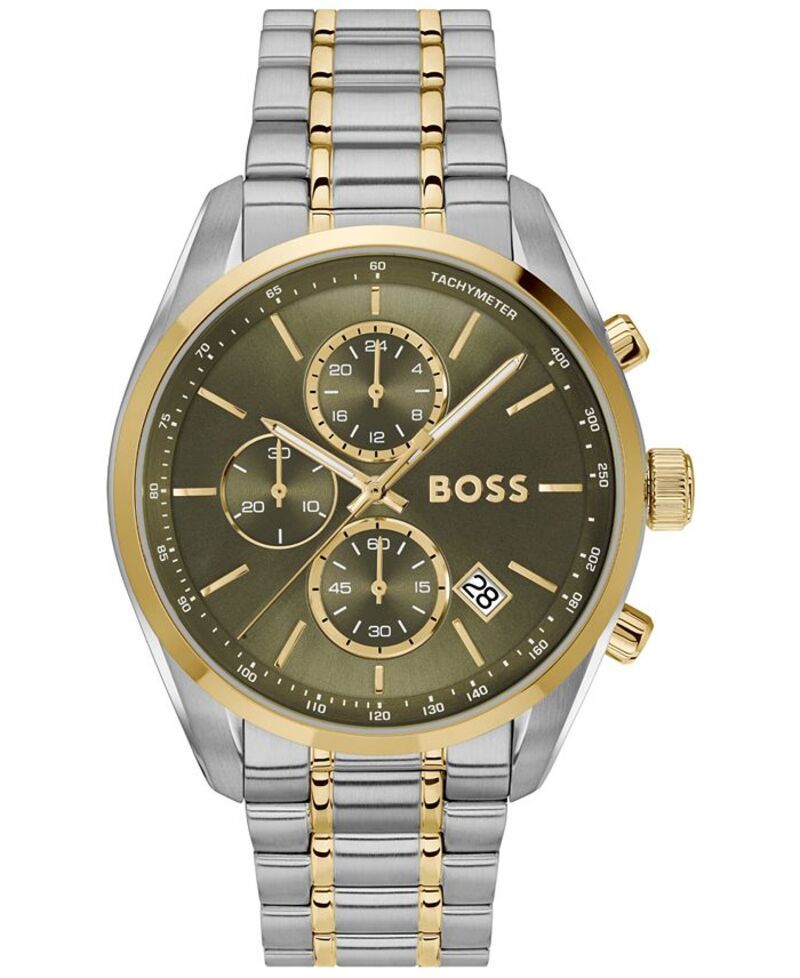 ヒューゴボス メンズ アクセサリー 腕時計 Tシャツ Hugo Boss Mens Grand Prix 44 Quartz Chronograph TwoTone StainlessSteel Watch 4450mm Twotone