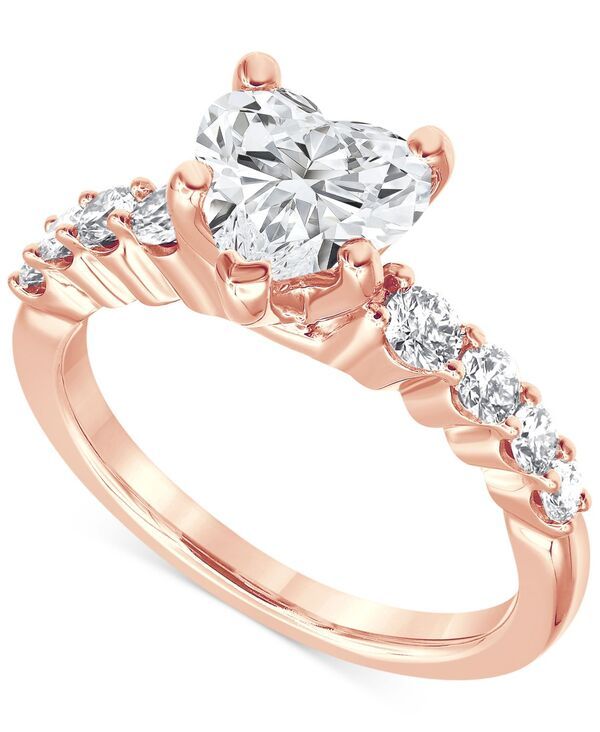 バッジェリーミシュカ レディース アクセサリー リング Badgley Mischka Certified Lab Grown Diamond Heart Engagement Ring 2 ctw in 14k Rose Gold ゴールド