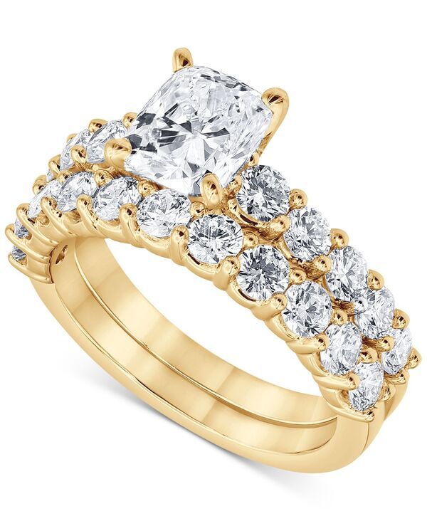 バッジェリーミシュカ レディース アクセサリー リング Badgley Mischka Certified Lab Grown Diamond Cushion Bridal Set 338 ctw in 14k Yellow Gold イエロー