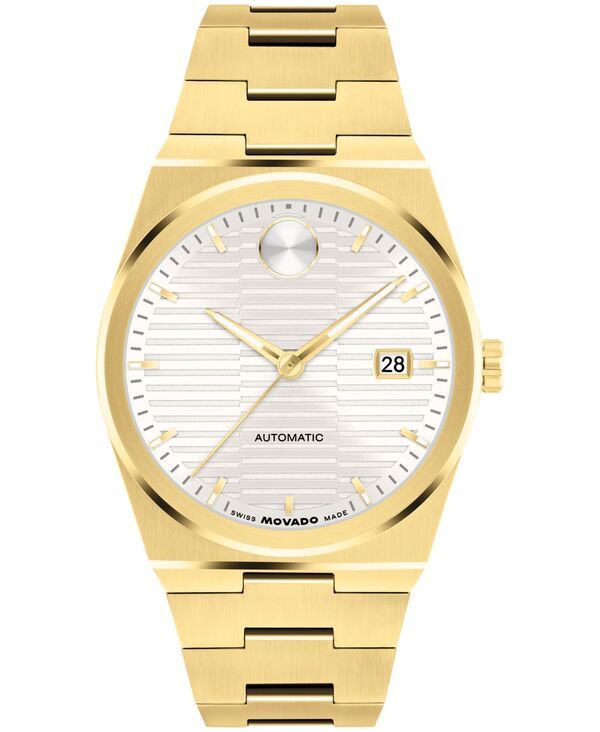 モバド メンズ アクセサリー 腕時計 Tシャツ Movado Mens Bold Quest Swiss Automatic Ionic Plated Light Gold Steel Watch 39mm GoldTone ゴールド