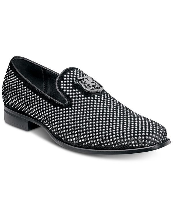 ステイシーアダムス メンズ シューズ スリッポン・ローファー ローファー Stacy Adams Mens Swagger Studded Ornament Slipon Loafer BlackSilver ブラック