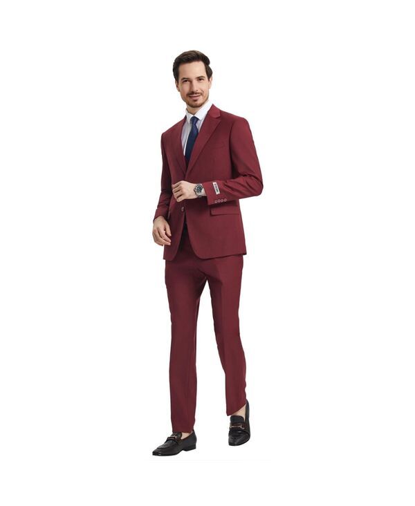 ステイシーアダムス メンズ アウター ジャケット・ブルゾン パンツ ベスト ジャケット Stacy Adams Mens HybridFit 3pc Notch Lapel Suit Set Jacket Vest and Pants Burgundy バーガ 61,800円