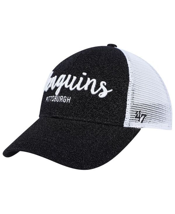 47 ブランド レディース アクセサリー 帽子 47 Brand Womens Black White Pittsburgh Penguins Encore MVP Trucker Snapback Hat Black White ホワイト