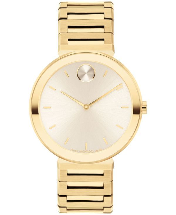 モバド レディース アクセサリー 腕時計 Tシャツ Movado Womens Bold Horizon Swiss Quartz Ionic Plated Light GoldTone 2 Steel Watch 34mm GoldTone ゴールド