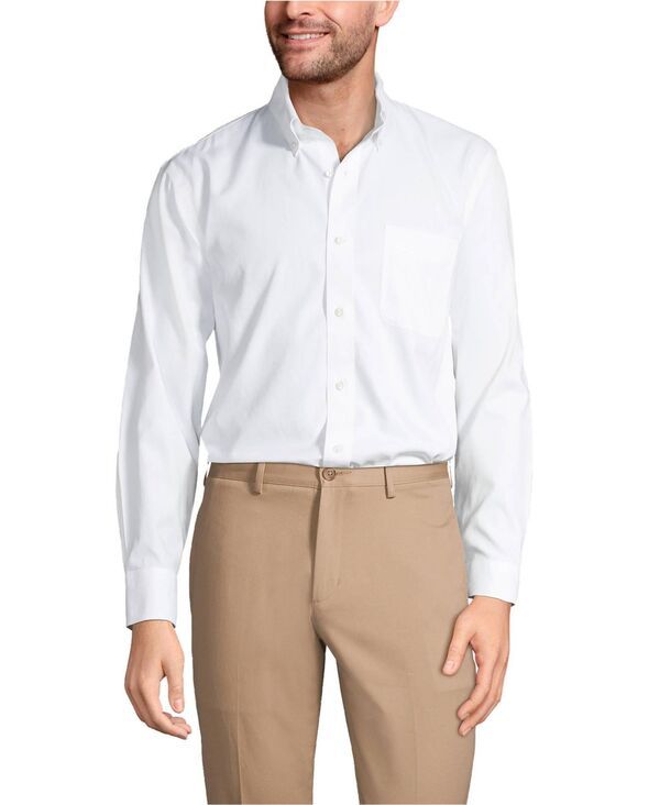 ランズエンド メンズ トップス シャツ ボタンダウン コットン ダウン Lands End Mens Tailored Fit No Iron Solid Supima Cotton Pinpoint Buttondown Collar Dresshirt W