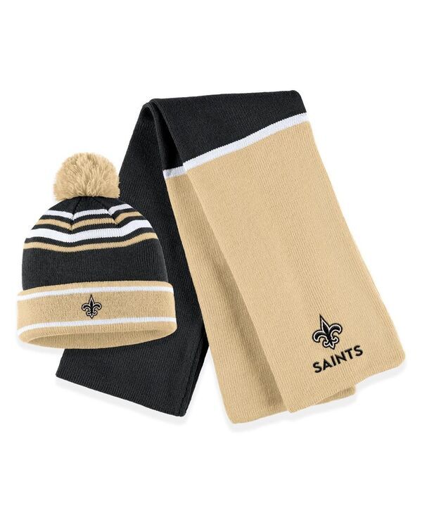ウェア バイ エリン アンドルーズ レディース アクセサリー 帽子 カラーブロック ニット WEAR by Erin Andrews Womens Black New Orleansaints Colorblock Cuffed Knit Hat with P