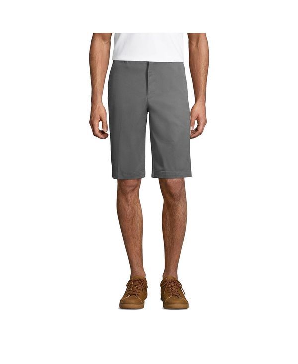 ランズエンド メンズ ボトムス ハーフパンツ・ショーツ ショートパンツ Lands End Mens School Uniform 11 Plain Front Blend Chino Shorts Arctic gray グレー