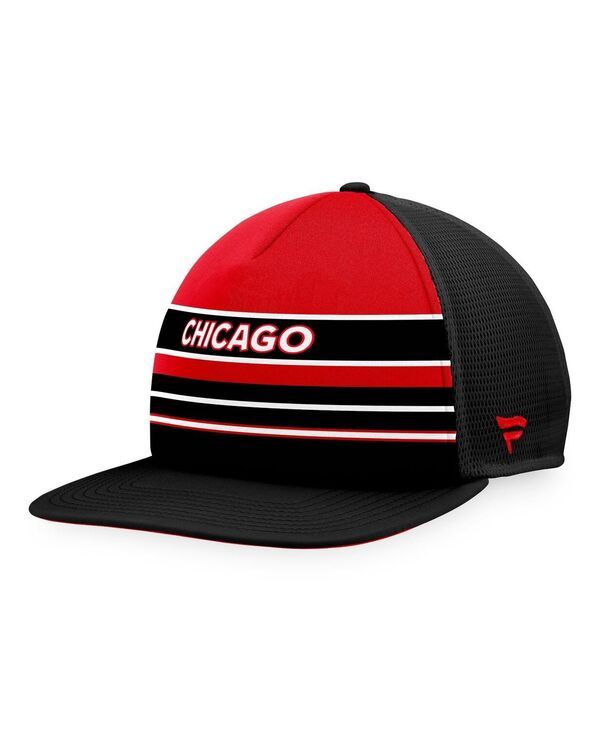 ファナティクス メンズ アクセサリー 帽子 Fanatics Mens Red Black Chicago Blackhawks Special Edition 20 Trucker Snapback Adjustable Hat Red Black ブラック