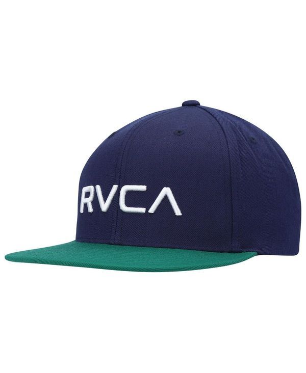 ルーカ メンズ アクセサリー 帽子 ロゴ RVCA Mens Navy and Green Logo Twill II Snapback Hat Navy Green ネイビー