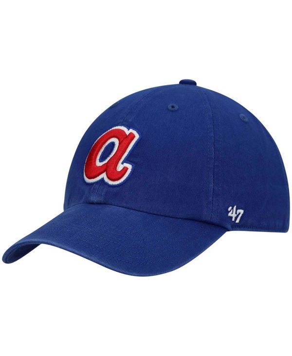 47 ブランド メンズ アクセサリー 帽子 ロゴ 47 Brand Mens Royal Atlanta Braves 1972 Logo Cooperstown Collection Clean Up Adjustable Hat Royal