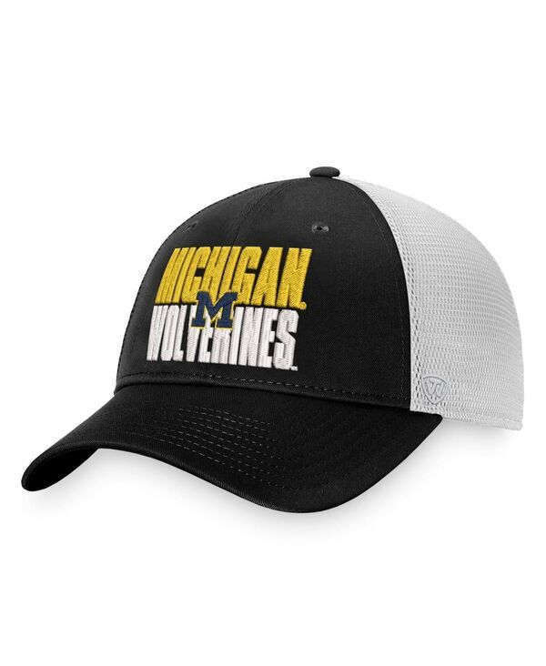 トップオブザワールド メンズ アクセサリー 帽子 Top of the World Mens Black White Michigan Wolverines Stockpile Trucker Snapback Hat Black White ホワイト