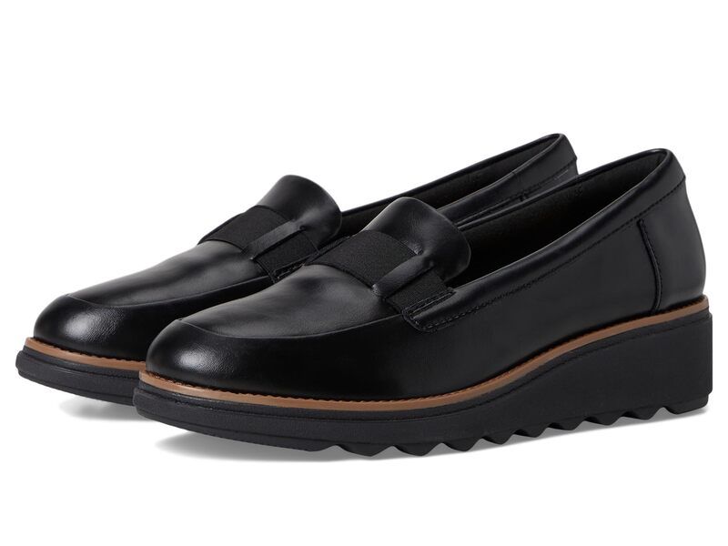 クラークス レディース シューズ スリッポン・ローファー Clarks Sharon Pace Black Leather 1 ブラック