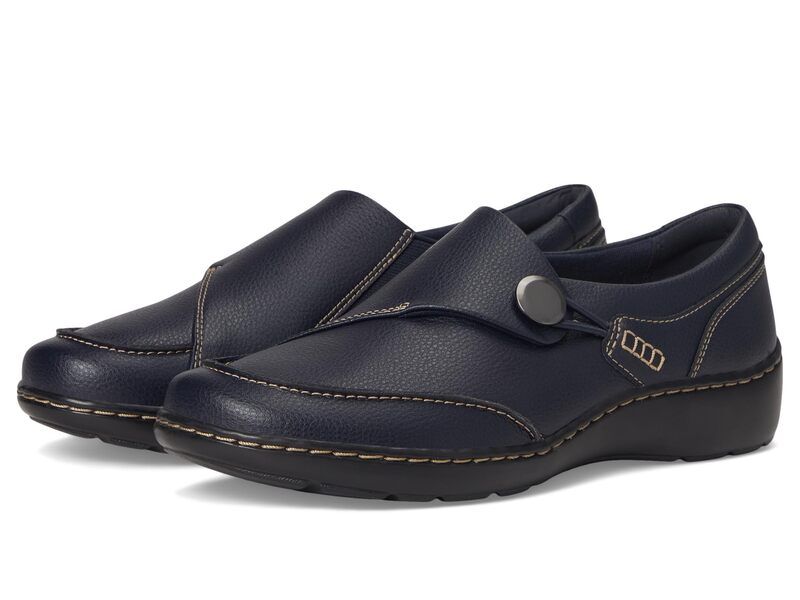 クラークス レディース シューズ スリッポン・ローファー Clarks Cora Teresa Navy Tumbled Le ネイビー