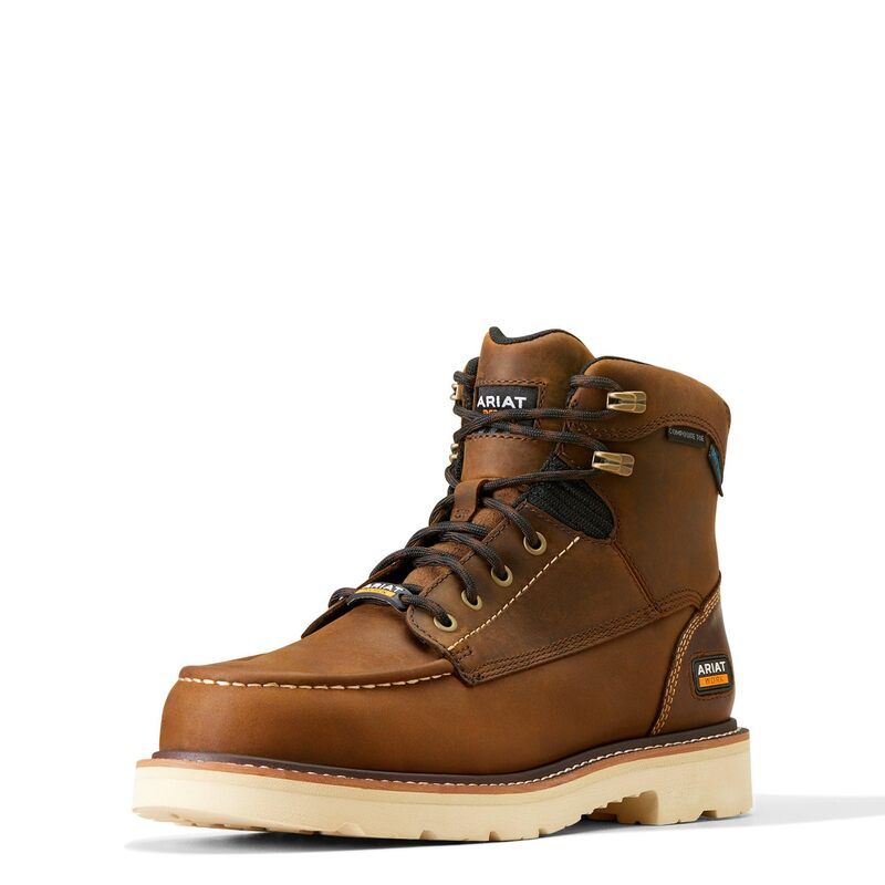 アリアト メンズ シューズ ブーツ・レインブーツ Ariat Rebar Lift 6 Waterproof Composite Toe Work Boots Distressed Brow