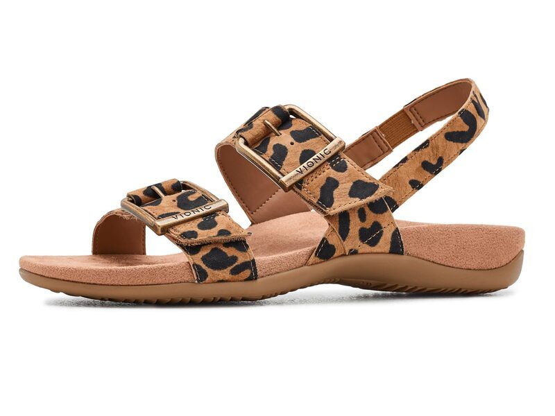 バイオニック レディース シューズ サンダル VIONIC Reese Slingbacks Tan Leopard Sue タン