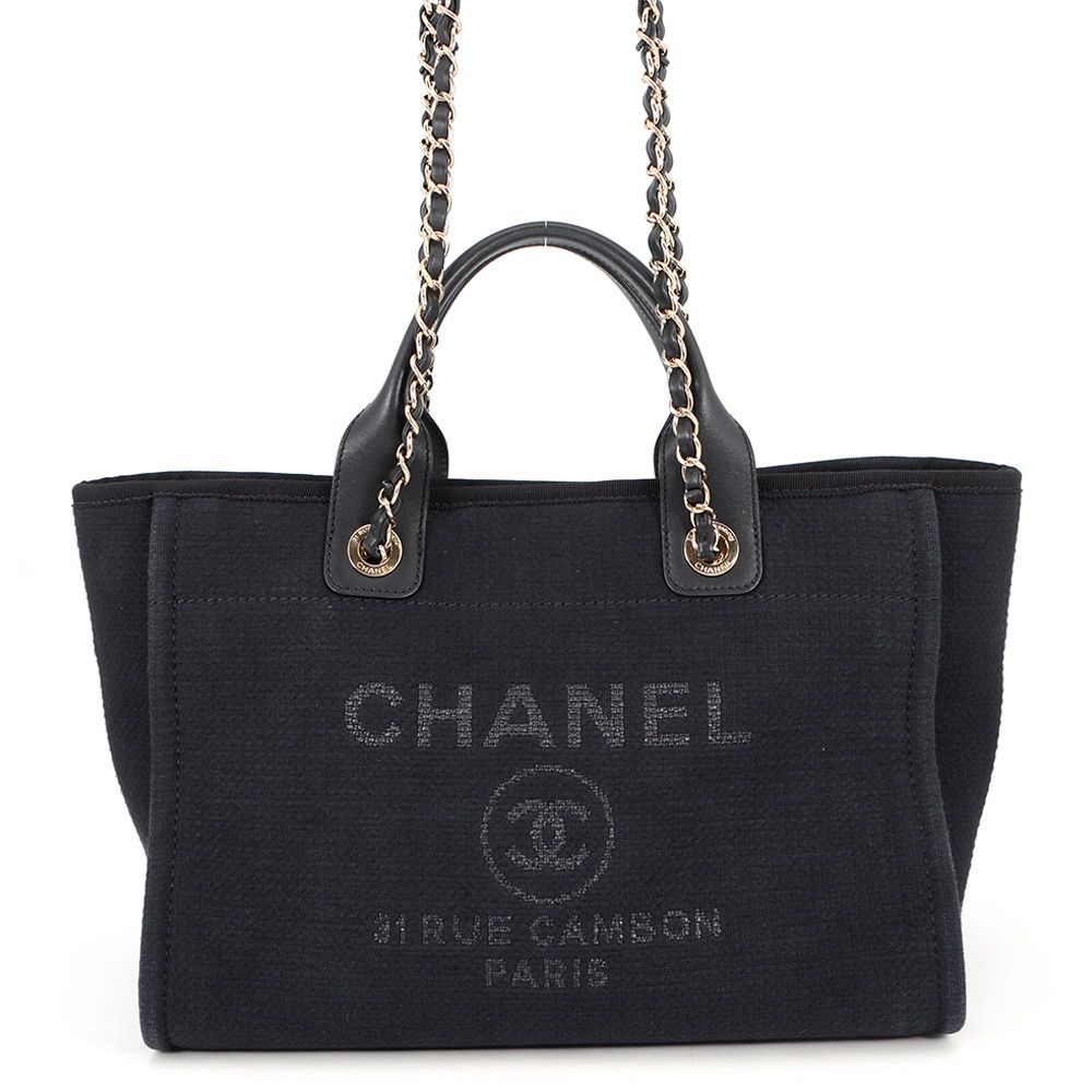 シャネル トートバッグ ドーヴィル ココマーク スモール ショッピングバッグ キャンバス AS3257 CHANEL 2way 黒
