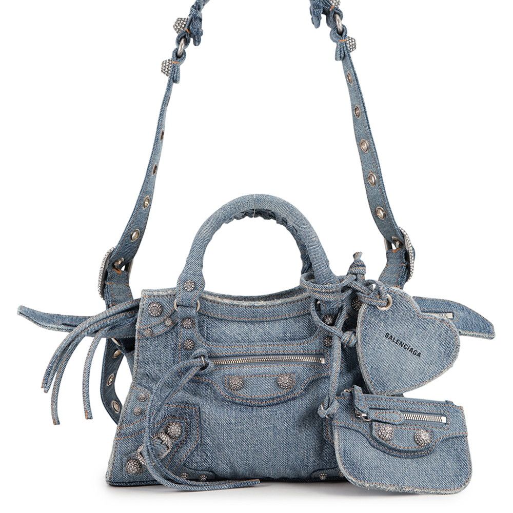 バレンシアガ ハンドバッグ ネオ・カゴールXS デニム ラインストーン 700940 BALENCIAGA 2way