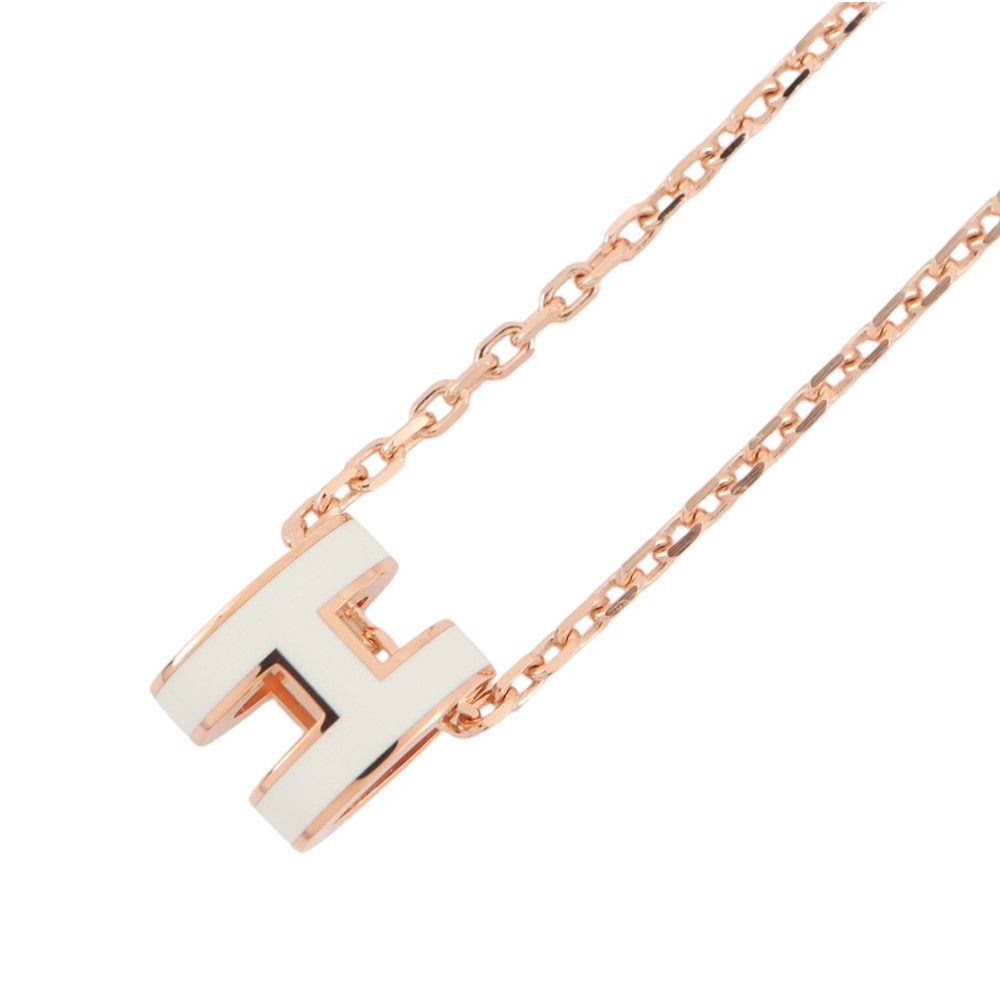 エルメス ネックレス ミニ・ポップアッシュ ホワイト/ピンクゴールド金具 HERMES アクセサリー 白