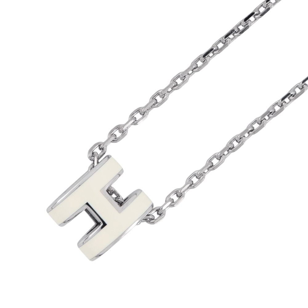 エルメス ネックレス ミニ・ポップアッシュ ホワイト/シルバー金具 HERMES アクセサリー 白