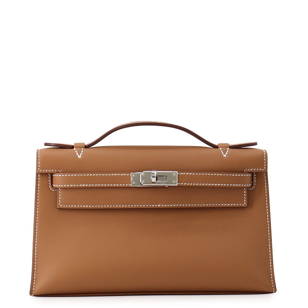 エルメス ハンドバッグ ポシェットケリー ゴールド/シルバー金具 スイフト K刻印 HERMES バッグ