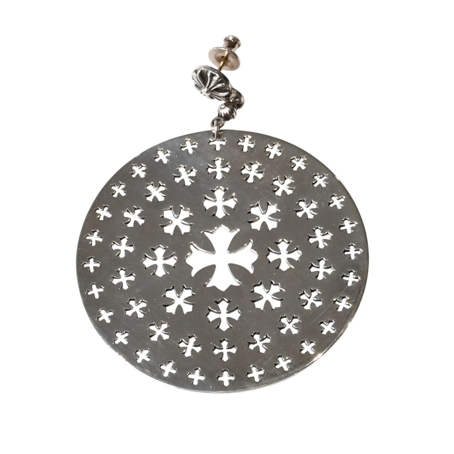 極美品 CHROME HEARTS クロムハーツ CIRCLE CH PLUS サークルCHプラス ドロップピアス 重量約14.51g 片耳用 シルバー925 中古 4a003633