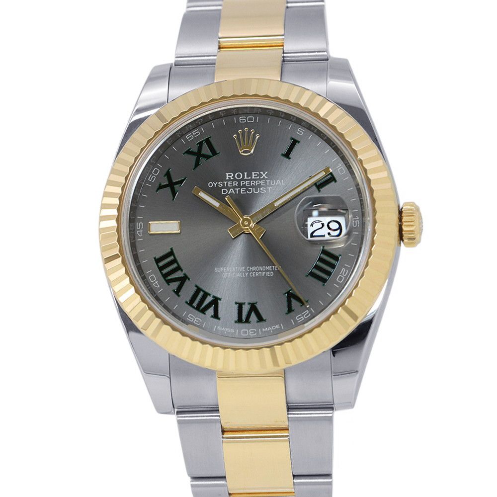 ロレックス デイトジャスト41 SS/K18YG ランダムシリアル ルーレット 126333 ROLEX 腕時計 スレート文字盤