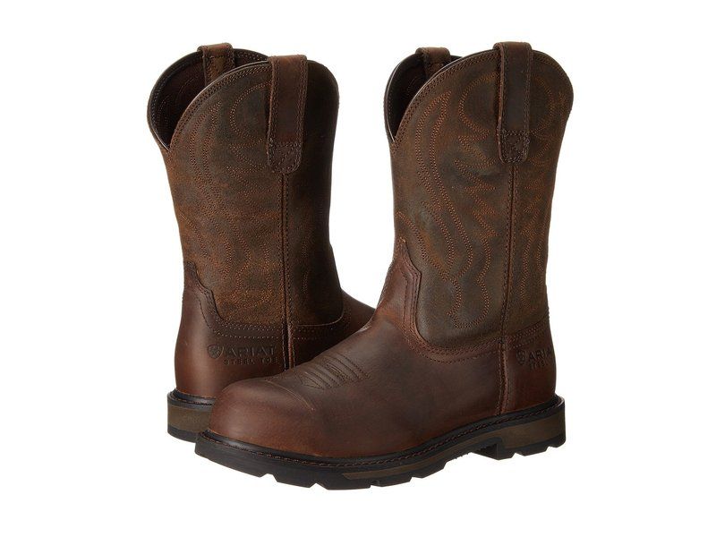 アリアト メンズ シューズ ブーツ・レインブーツ Tシャツ Ariat Groundbreaker Pullon Steel Toe Brown ブラウン