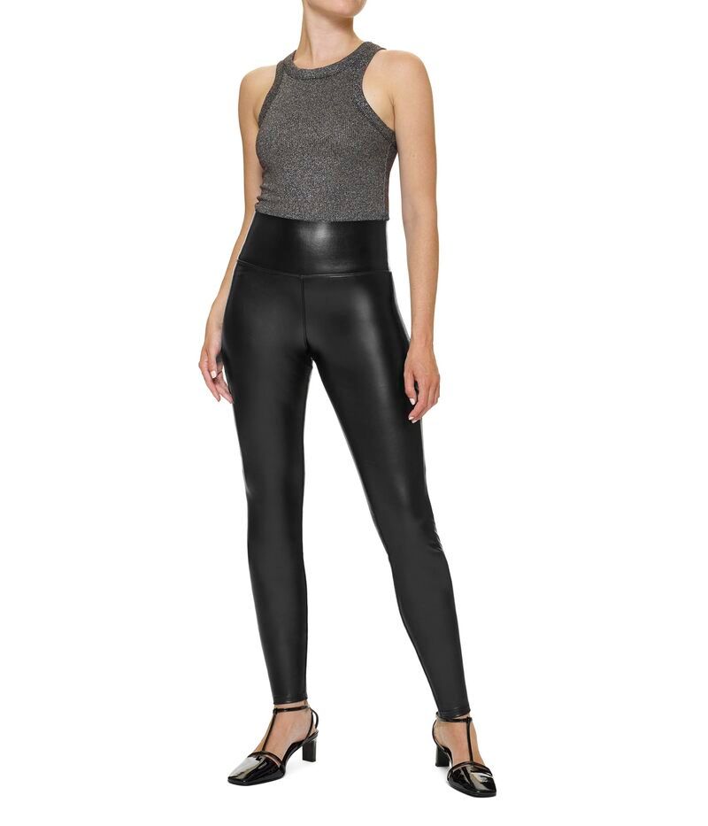 ヒュー レディース ボトムス カジュアルパンツ レザー レギンス HUE Leather FlatTering Fit Leggings Black ブラック