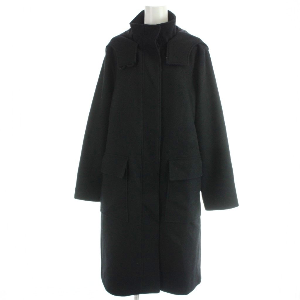 セオリー Theory LAMB MELTON DUFFLE COAT フード付きロングコート ウール S ブラック 10-8309605 /BM