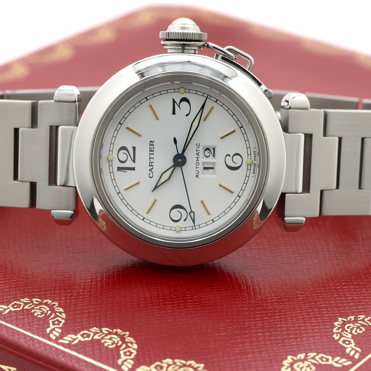 美品 】CARTIER カルティエ パシャC ビッグデイト W31044M7 35mm