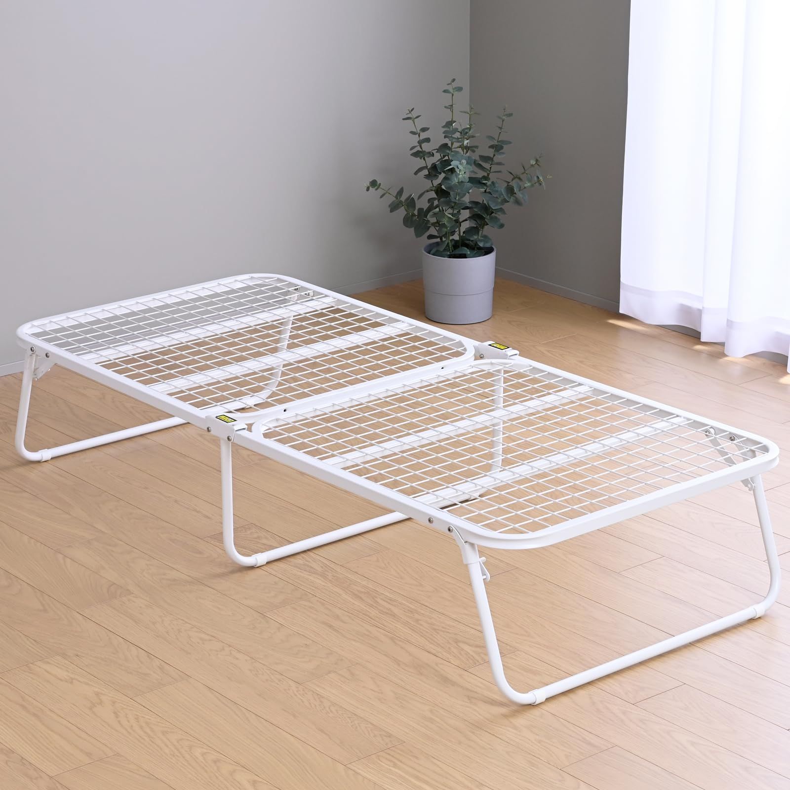 在庫処分 MF-80180(MWH) マットホワイト メッシュ 一人暮らし 幅81.5×奥行180×高さ34.5cm セミシングルショート シングル ベッドフレーム 折りたたみベッド ベッド 山善(YAMAZEN)