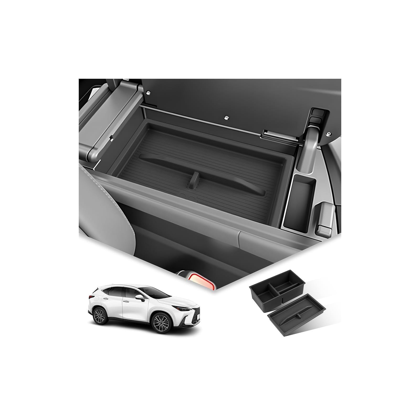 BIBIBO 新型 レクサス NX 20系 専用 コンソールボックス 収納ボックス 大容量 2段 取付け簡単 コンソールトレイ 滑り止め カタカタ音なし シリコン製 アームレストボックス レクサスnx 20系 アクセサリー カスタム パーツ ba26aacd