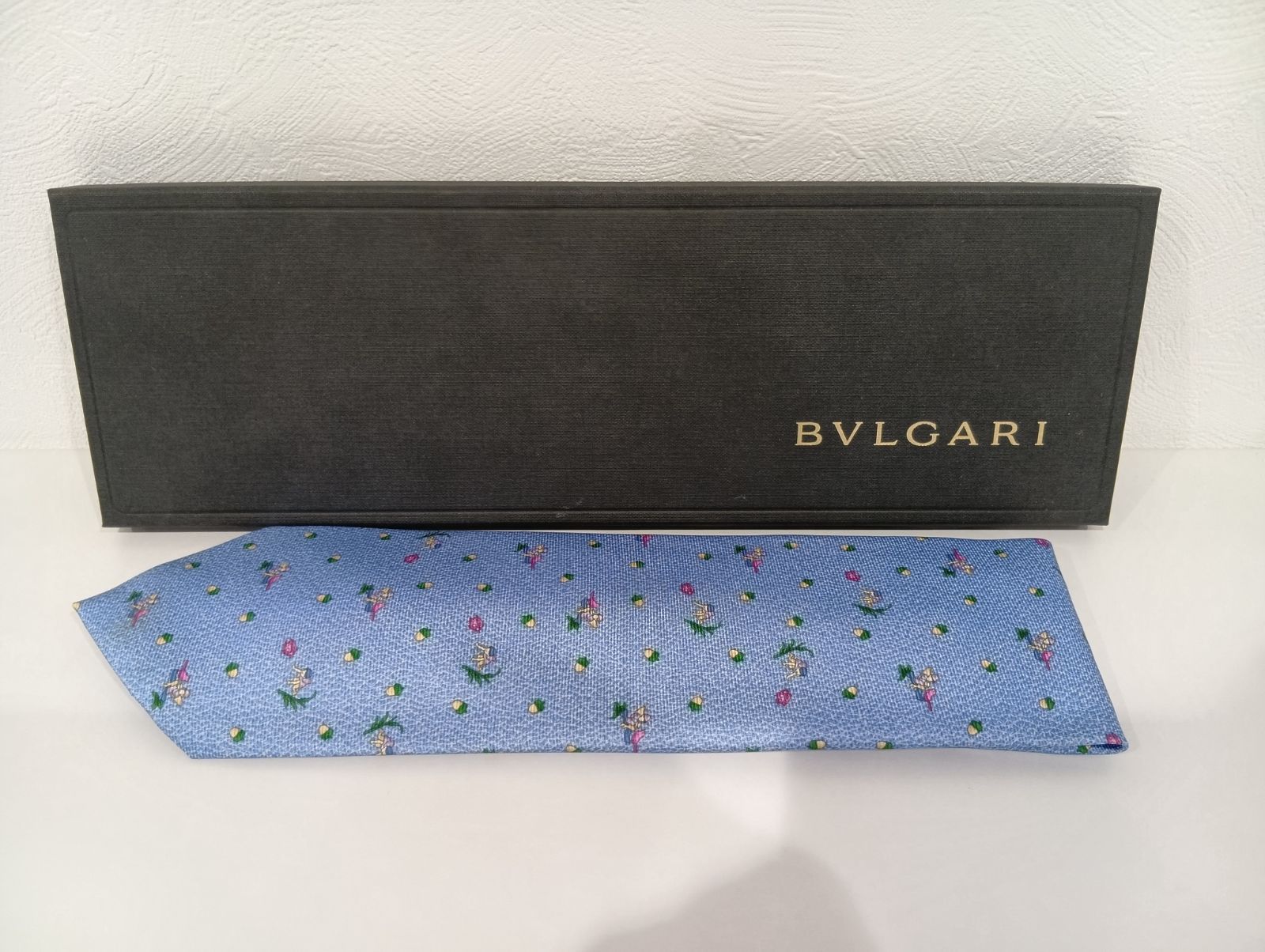 【新品未使用・箱付】BVLGARI ブルガリ ネクタイ シルク100% 植物 店舗番号S］