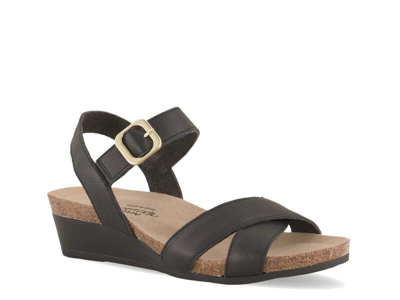 ナオト レディース シューズ サンダル Naothrone Wedge Sandal Black Leather ブラック