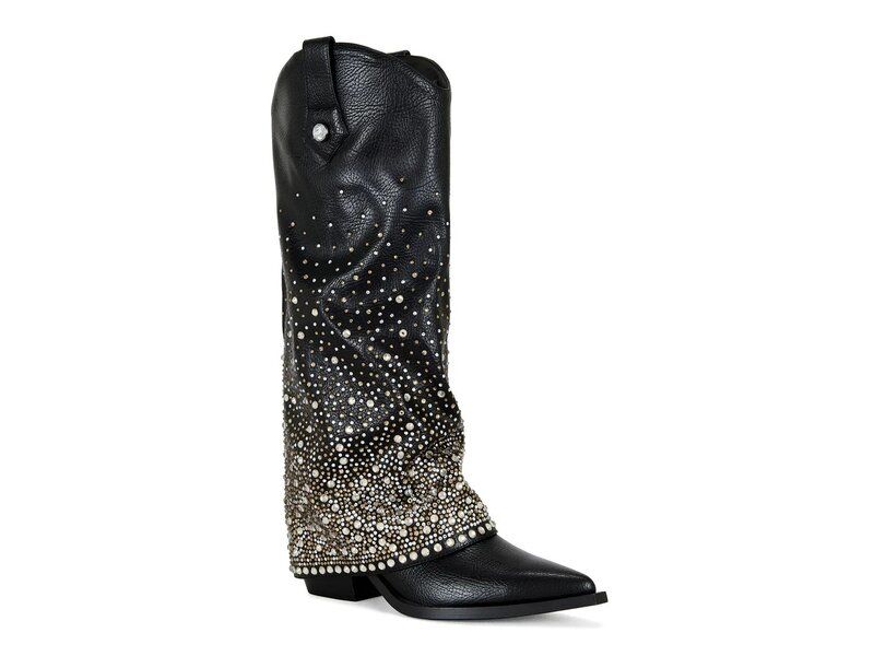 アザレア ワン レディース シューズ ブーツ・レインブーツ Azalea Wang Beth Foldover Cowboy Boot Black ブラック