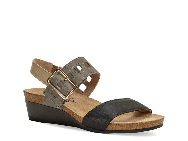 ナオト レディース シューズ サンダル Naot Dynasty Wedge Sandal BlackGreyBeige Leather ブラック