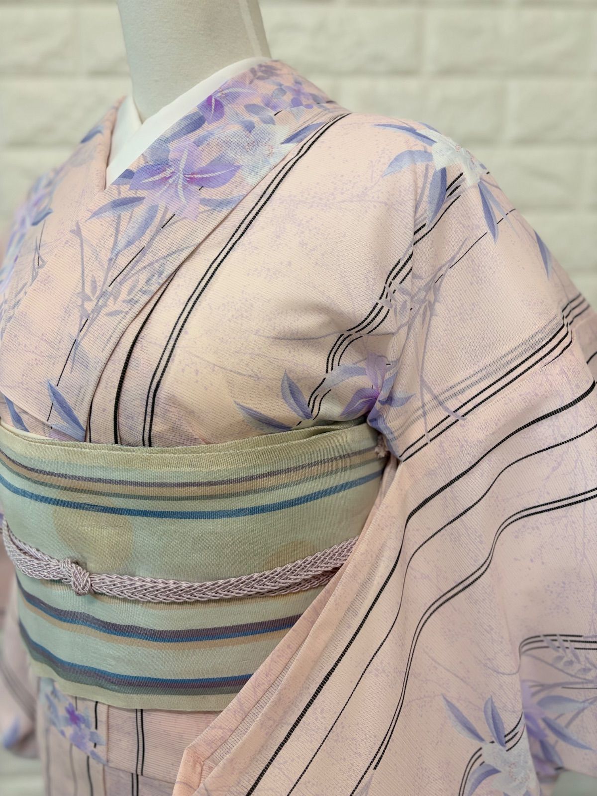 美品】夏物 絽 洗える小紋 手縫い ピンク 草花模様 夏着物 単品 - メルカリ