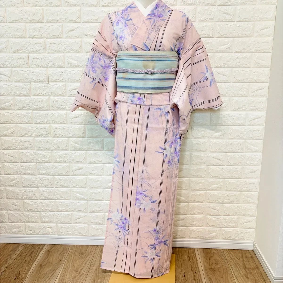 美品】夏物 絽 洗える小紋 手縫い ピンク 草花模様 夏着物 単品 - メルカリ