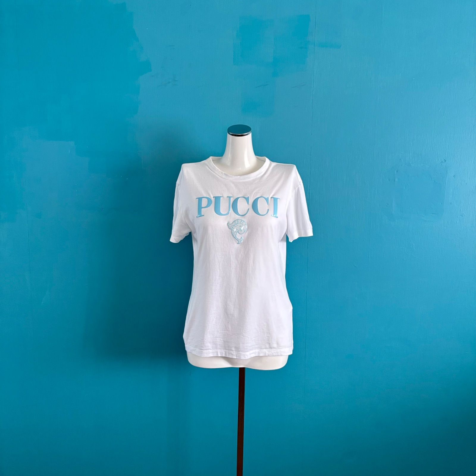 971 EMILIO PUCCI エミリオプッチ 立体ロゴ Tシャツ 白 XSサイズ 