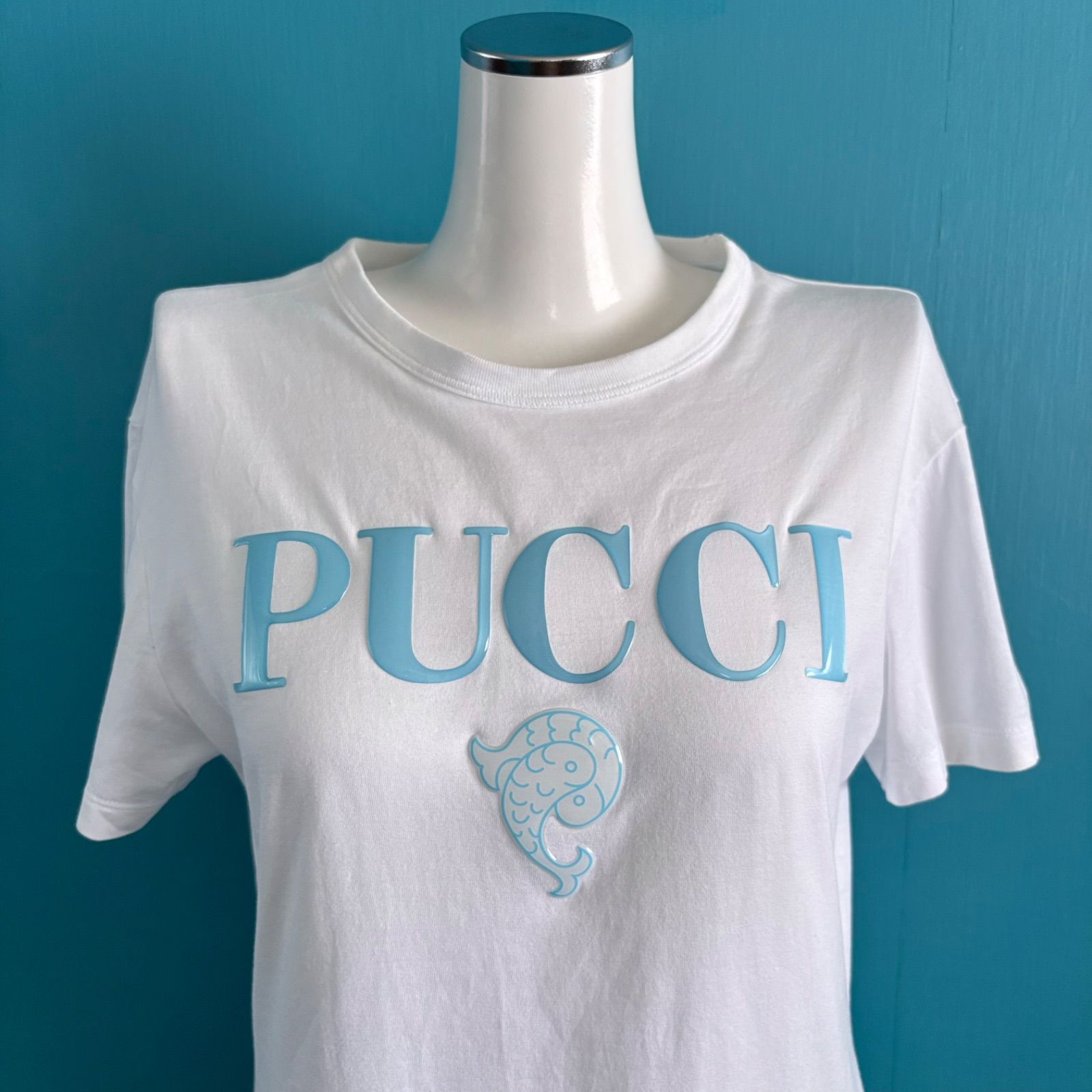 971 EMILIO PUCCI エミリオプッチ 立体ロゴ Tシャツ 白 XSサイズ 