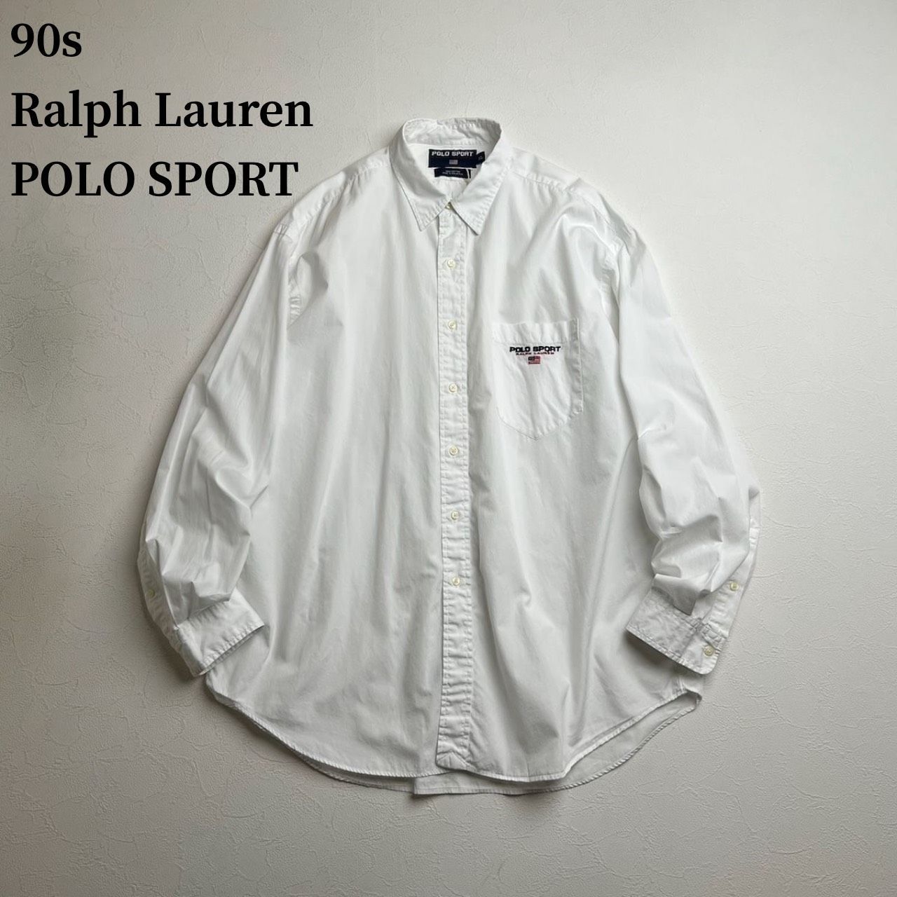 90s Ralph Lauren POLO SPORT　胸ポケット　長袖シャツ　ラルフローレン　ポロスポーツ　ホワイト　XL 古着