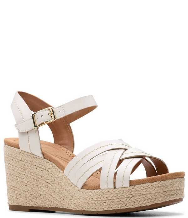 クラークス レディース シューズ スリッポン・ローファー プラットフォーム サンダル レザー Clarks Artisan Sabina Strap Leather Platform Wedgespadrille Sandals Cream クリーム