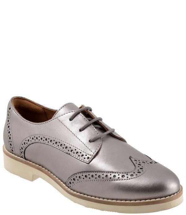 ソフトウォーク レディース シューズ オックスフォード ブローグ レザー SoftWalk Womens Willet Leather Brogue Detail Oxfords Pewter Metallic ピューター