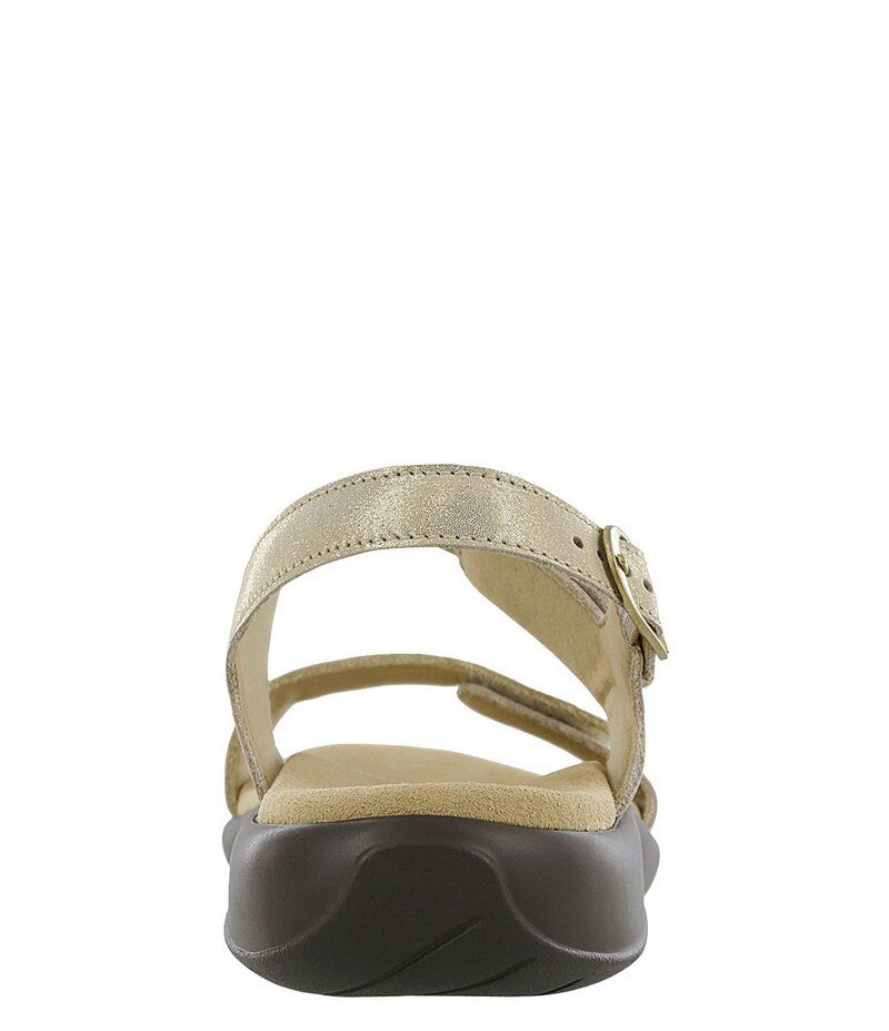 サス レディース シューズ サンダル プリント レザー ヒール SAS Nudu Printed Leather Heel Strap Sandals Golden