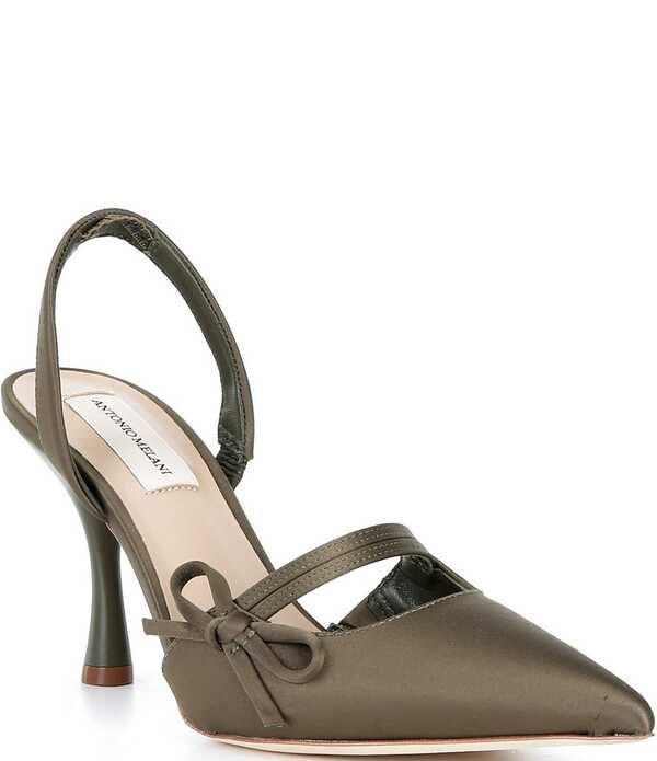 アントニオ メラーニ レディース シューズ ヒール サテン Antonio Melani Pomona Satin Bow Slingback Pumps Olive Leaf Green グリーン