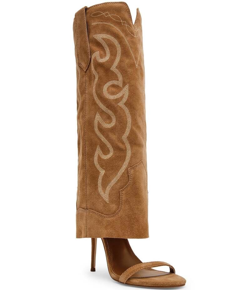 スティーブ マデン レディース シューズ ブーツ・レインブーツ スエード Steve Madden Ravine Suede Western Knee High Open Toe Boots Tan タン