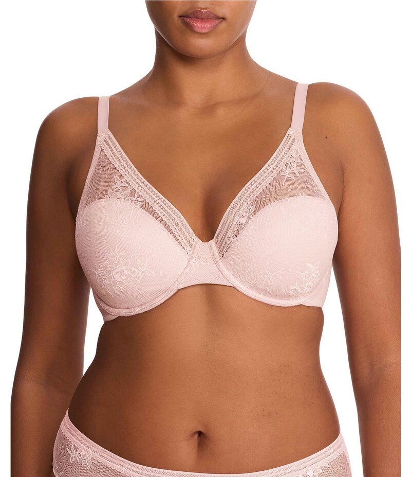 ナトリ レディース アンダーウェア ブラジャー Tシャツ レース Natori Love Lace Full Coverage Plunge Tshirt Bra Pink PearlWarm White ホワイト