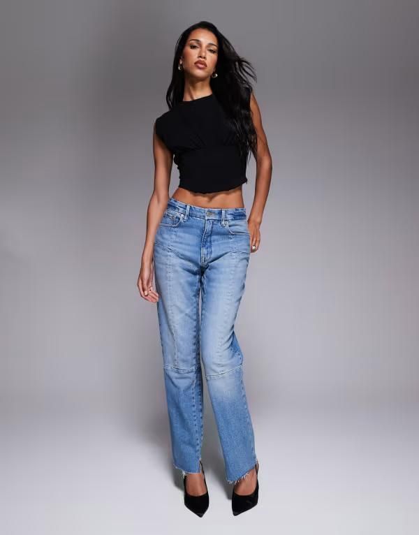 グッドアメリカン レディース ボトムス デニムパンツ ジーンズ Good American good icon straight jeans in mid wash Indigo 912 インディゴ